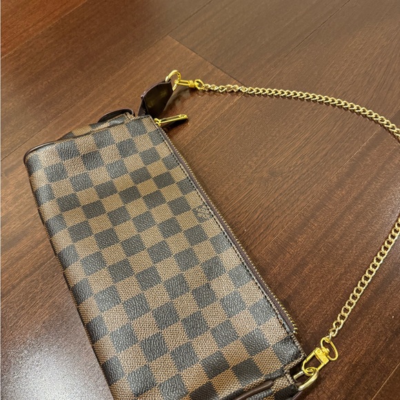 Brown Leather Checkered Womens luxury Shoulder Bag - Picture 4 of 5